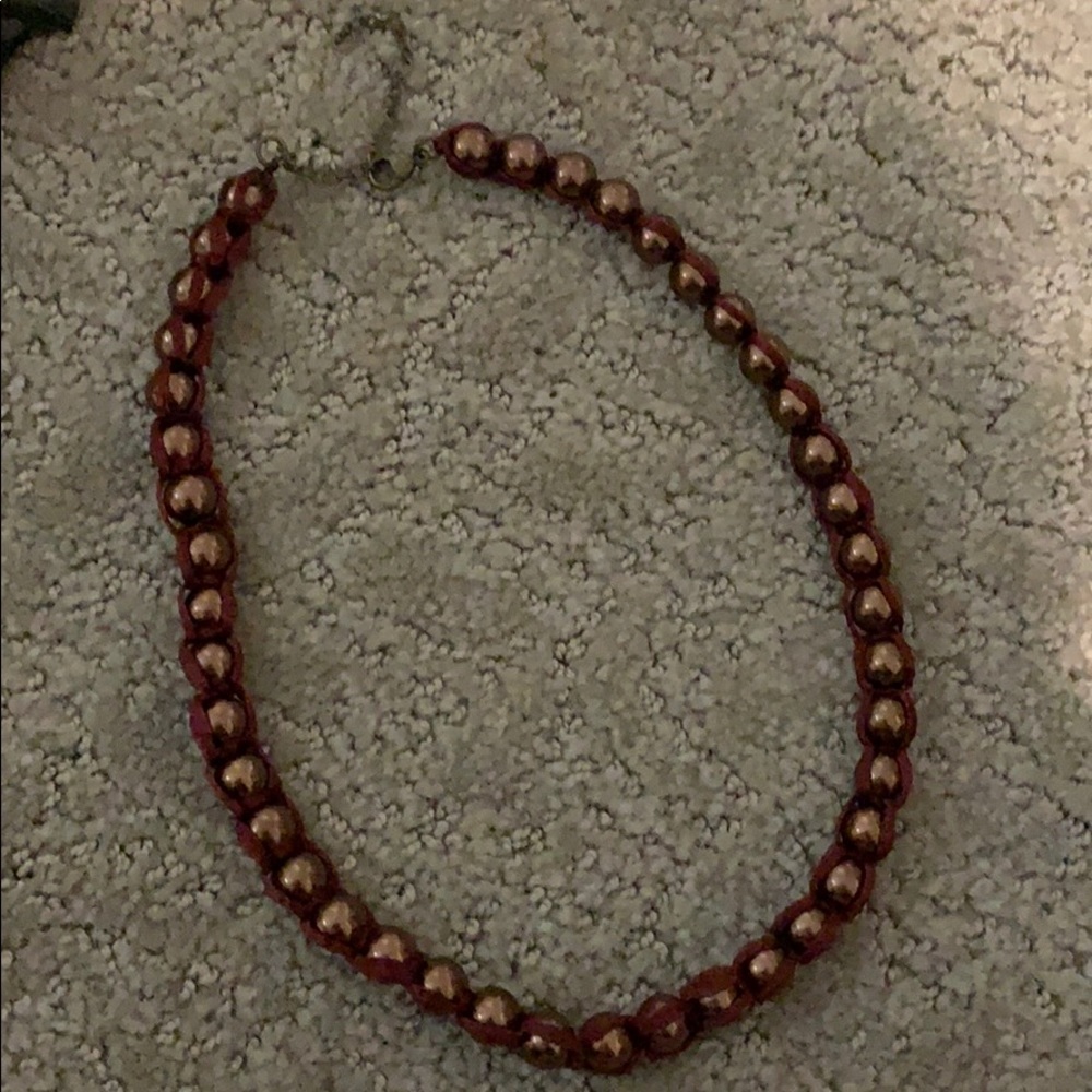 Costume Pearl and Ribbon Necklace